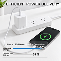 Chargeur rapide USB C PD GaN 45W, prise pliable, adaptateur mural ultra compact pour iPhone MacBook, charge rapide, directement de l'usine