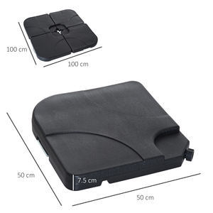 Outsunny Juego de 4 Base de Paraguas de Jardín de Plástico 50 × 50 × 7,5 cm - Product Image 3