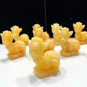 Vente en gros de quartz rose naturel <span class=keywords><strong>Vulpix</strong></span> sculpture cristal pierre de guérison sculptée à la main calcite jaune sculpture pour bricolage artisanat cadeaux - Product Image 1
