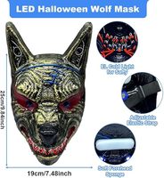 Masque de loup en PVC lumineux à LED pour Halloween, costume pour hommes et femmes, accessoires de fête cosplay