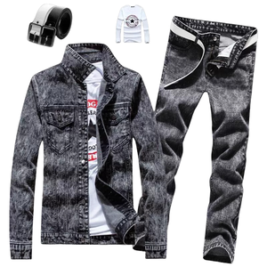 <span class=keywords><strong>Costume</strong></span> d'affaires pour <span class=keywords><strong>homme</strong></span>, <span class=keywords><strong>veste</strong></span> en jean printemps-automne avec pantalon long plissé et fermeture éclair, tendance et élégant - Product Image 5