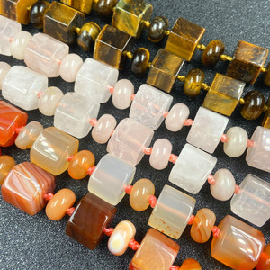 Piedra natural turquesa ópalo collares Rosa cristal ágata piedra cuadrado cuenta anudada collar joyería - Product Image 4
