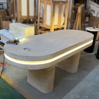 OEM ODM Ensemble table à manger 12 places Mobilier de maison moderne avec pierre naturelle marbre travertin design convertible pour hôtels