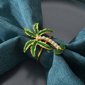 Neuankömmling: Hawaiian <span class=keywords><strong>Tropical</strong></span> Coconut Tree Servietten ringe-Pearl Green Artificial Plant Servietten halter für Hotel Tisch dekoration - Product Image 5