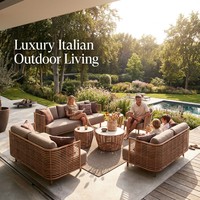 Ensemble de canapé d'extérieur en rotin tressé 3 places, avec coussin épais, durable, confortable, avec rangement, imperméable, design minimaliste et respectueux de l'environnement