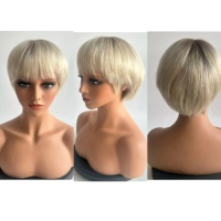 Perruque Courte en Cheveux Humains Vierges 100% Naturels, Base en Soie, Fabrication OEM ODM, Couleur Personnalisée, Marque Privée, Prix de Gros Usine, Style Pixie