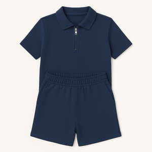 Conjunto de Polo e Shorts Infantil com Logo Personalizado Direto da Fábrica Roupa de Verão para Crianças OEM/ODM Camiseta e Bermuda para Meninos Atacado - Product Image 3