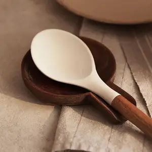 Madera gran oferta novedad vajilla utensilio hecho a mano madera bambú cuchara soporte resto para organizador de cocina