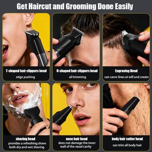 Recortadora de Barba de Cerámica para Hombre 6 en 1, Cortapelos Inalámbrico Impermeable IPX7 con Cuchilla en T de Ajuste Cero para Nariz, Orejas y Barba, Uso Doméstico - Product Image 2