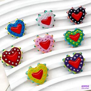 Cuentas de Vidrio Coloridas en Forma de Corazón, Cuentas de Vidrio Pintadas con Puntos para Bisutería de <span class=keywords><strong>Amistad</strong></span> - Product Image 2