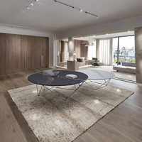 Ensemble de meubles de salon de luxe moderne, table basse ronde en céramique et acier inoxydable doré, accessoires de décoration intérieure en métal