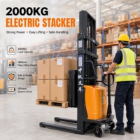 Gerbeur semi-électrique robuste de 2 tonnes, hauteur de levage de 3 m, mât renforcé, gerbeur à conducteur piéton pour usage en usine et entrepôt