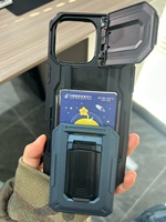 Étui de protection robuste de luxe pour 14-17 ProMax [TPU+PC] Étui antichoc avec support et porte-cartes 4 emplacements