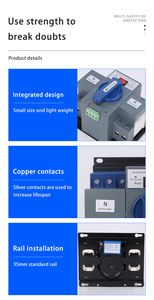 CHQ3R 2P 63A Commutateur de Transfert Automatique Intelligent pour Générateur à Poignée Bleue, Inverseur de Source, Contrôleur ATS - Product Image 6