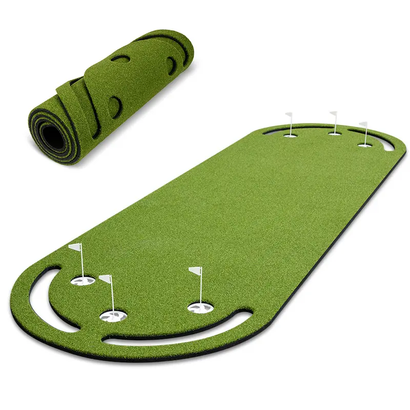 Customized 330*100cm Smiling Golf Putting Green Set Practice Golf Mat Training Equipment