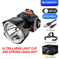 Linterna Frontal LED Ajustable Súper Brillante de Alta Potencia, Impermeable IP55, Carga USB-C, Indicador de Batería de 4 Niveles, Alcance de 200-299 Metros