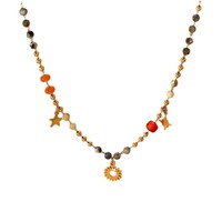 Collier pendentif multicouche en pierres naturelles colorées, style européen et américain, en acier inoxydable, bijoux de cou pour femme, vente en gros