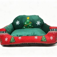 Coussin d'intérieur personnalisé pour animaux de compagnie, motif rennes et chats, pour l'hiver et Noël, confortable, doux, en peluche, amovible, lavable, en coton PP