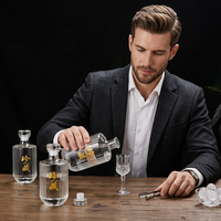 Bouteille de boisson spiritueuse en verre transparent personnalisée de 375 ml, 500 ml, 1000 ml pour vin, vodka, whisky, gin, rhum, tequila, gravure et sérigraphie
