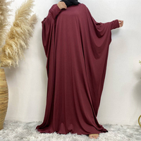 Musulman du Moyen-Orient Couleur Solide Jersey Modeste Mode Manches Chauve-Souris Hijab Robe Jilbab Abaya Islam Femmes Prière Caftan Robe à Capuche