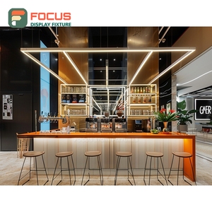 Integrated Coffee Display Rack Syrup Bottle Shelf White Oak Cafe Merchandise Display Rack - Product Image 3