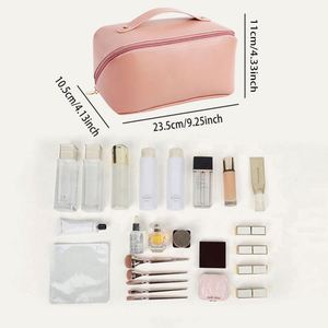SY328 Juego de Bolsas de Maquillaje Cosméticas Cuadradas de Lona Rosa con Cierre y Logotipo Personalizado al por Mayor - Product Image 6