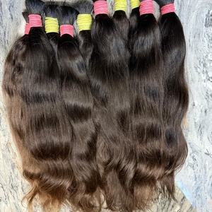 Mèches de cheveux humains bruns naturels pour enfants, texture ondulée douce, longues extensions de cheveux vierges pour tresses et salons - Product Image 1