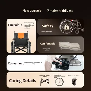 Silla de Ruedas Plegable Ligera de Aleación de Aluminio <span class=keywords><strong>Yuyue</strong></span> H062, Especial para Ancianos con Parálisis, Silla de Ruedas Manual para Desplazamientos, Nacional - Product Image 3