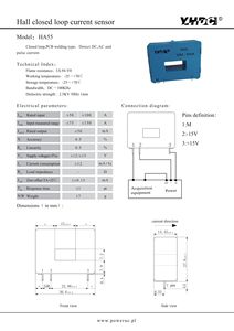 YHDC 50A/100A Sensor arus Loop tertutup efek Hall, tipe dudukan Pcb transduser arus +/-15V catu daya ganda - Product Image 4