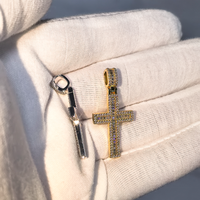 Pendentif Croix en Argent Sterling 925 de Haute Qualité, Bijoux Hip Hop, Moissanite Taille Baguette Couleur GRA D, pour Hommes, Cadeau de Fête, Usage Quotidien