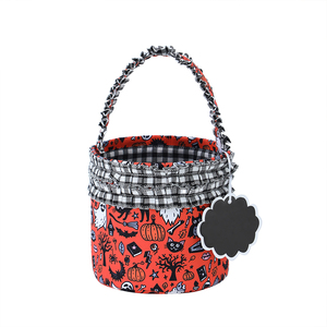 Cubo <span class=keywords><strong>de</strong></span> Halloween Personalizado con Aplique <span class=keywords><strong>de</strong></span> Calabaza Adorable, Cubo <span class=keywords><strong>de</strong></span> Regalos <span class=keywords><strong>de</strong></span> Lona <span class=keywords><strong>a</strong></span> Cuadros Azul y Rosa, Cesta Reutilizable para Fiestas <span class=keywords><strong>de</strong></span> Halloween - Product Image 6