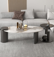 Table Basse Pliante en Bois de Bouleau Durable avec Cadre en Fer et Plateau en Pierre Style Minimaliste Italien, Luxe Léger et Moderne