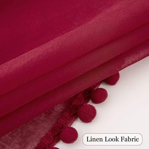Fenêtre Rideaux Transparents avec <span class=keywords><strong>Pompon</strong></span> pour Chambre Salon Semi Transparent Enfants Voile Panneaux pour le Filtrage Léger L 54 x L 84 - Product Image 2