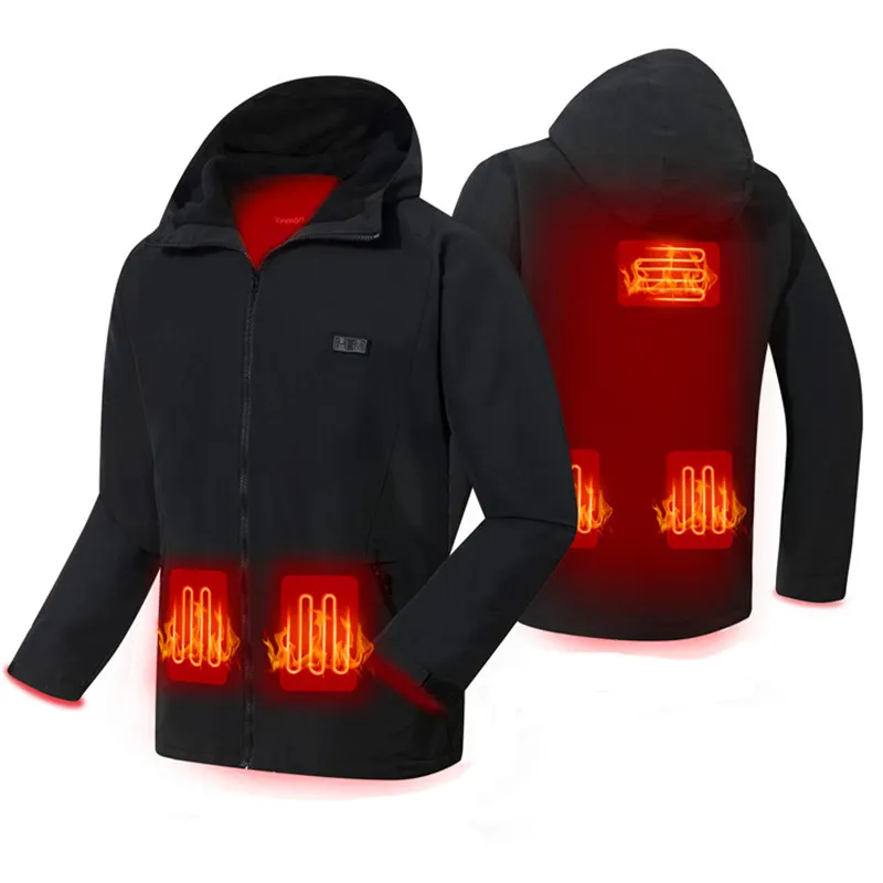 VINMORI 여성 남성 방수 충전식 배터리 지퍼 겨울 야외 스포츠 따뜻한 윈드 브레이커 가열 까마귀 자켓