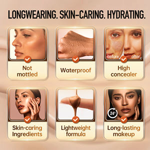 ファンデーションコンシーラーダークブラウン肌フルカバーファンデーション軽量長持ちフェイスマットリキッドファンデーション - Product Image 4