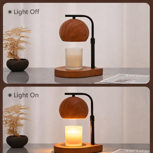 Lampe chauffe-bougie sans flamme à intensité variable, réglable en hauteur, style nordique minimaliste, avec abat-jour en fer imitation bois, pour chambre et décoration intérieure - Product Image 5