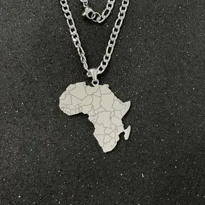 工厂定制国家地图珠宝礼品吊坠小非洲大陆地图链项链周年纪念礼品