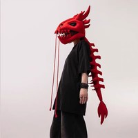 Coiffe de dinosaure squelette à tentacules de dragon, figurine décorative exosquelette, accessoire de performance et de costume