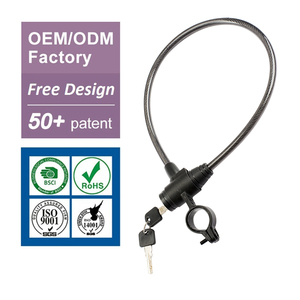 Khóa xe đạp bằng cáp thép, có lớp phủ PVC và chìa khóa, dành cho giá để xe đạp tại cửa hàng bán lẻ. - Product Image 1