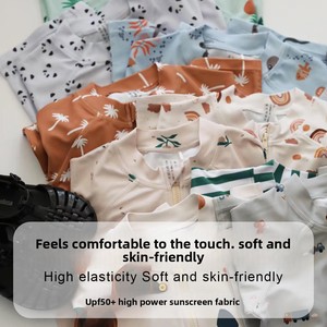 Ensemble de maillots de bain assortis pour bébés garçons <span class=keywords><strong>et</strong></span> filles, style coréen, directement de l'usine, léger, protection solaire, séchage rapide, motif floral de dessin animé - Product Image 3