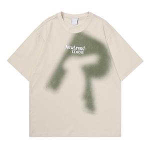 Moda Streetwear Marca Camiseta de algodón Retro Abstract Splatter Letter Print Camiseta de manga corta Camiseta para hombre - Product Image 2