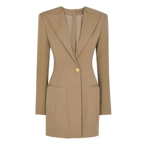 Vestido Blazer <span class=keywords><strong>Turquesa</strong></span> para <span class=keywords><strong>Mujer</strong></span> - Vestidos Mini Formales Entallados con un Solo Botón, Moda Sehe - Product Image 6