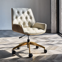 Chaise de bureau pivotante ML au design moderne, base en acier inoxydable, dossier croisé, réglage manuel de la hauteur, accoudoirs fixes, pour la maison et l'ordinateur