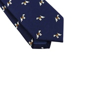 Cravate en soie personnalisée pour homme, motif animaux adorables, chiens fidèles et mignons, bleu marine, coupe slim et étroite