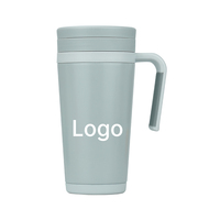Gobelet isotherme de haute qualité en acier inoxydable SUS304 avec poignée et couvercle amovible, tasse à café en acier inoxydable pour la consommation quotidienne au travail
