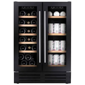 Vinopro 116L ตู้แช่ไวน์โซนคู่ความจุ 38 ขวดอิเล็กทรอนิกส์ควบคุมอุณหภูมิประตูกระจกห้องใต้ดินตู้เย็นไวน์ไฟฟ้า
