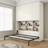 Lit mural pliant horizontal moderne avec rangement, meuble de chambre multifonctionnel et peu encombrant, lit Murphy pour appartement et hôtel