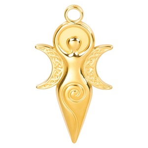 Collier pendentif soleil et lune en acier inoxydable plaqué or et argent sous vide, couleurs arc-en-ciel, bijoux tendance - Product Image 5