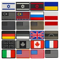 Écussons en caoutchouc souple PVC 2D personnalisés, drapeaux de divers pays, autocollants magiques, accessoires pour sacs d'extérieur, badges en caoutchouc