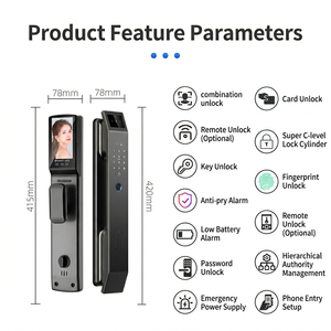 Serrure intelligente de sécurité à reconnaissance faciale 3D, interphone visuel, contrôle par application Tuya <span class=keywords><strong>WiFi</strong></span>, serrure de porte entièrement automatique à empreintes digitales pour la maison - Product Image 5